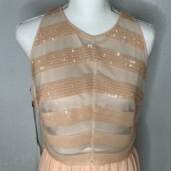 NEW! Ali & Jay Chevron Sequin Two Piece Midi Cream Bridal Dress Size Large - Picture 4 of 15